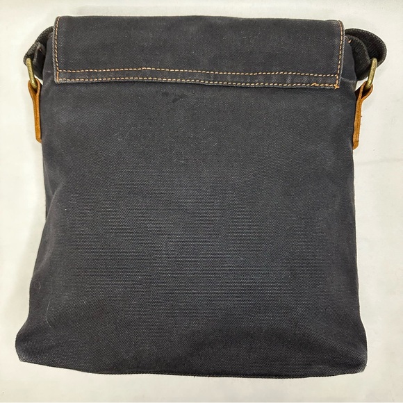 Auger Canvas Leather Crossbody Messenger Bag Black Unisex - Picture 7 of 13